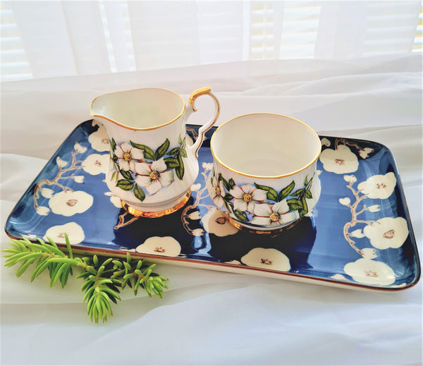 Royal Windsor Creamer & Sugar Bowl with Stoneware Tray