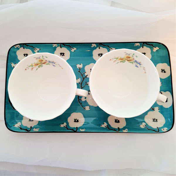 Royal Dalton Cups & Stoneware Blossom Tray