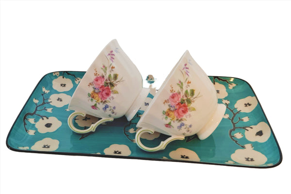 Royal Dalton Cups & Stoneware Blossom Tray