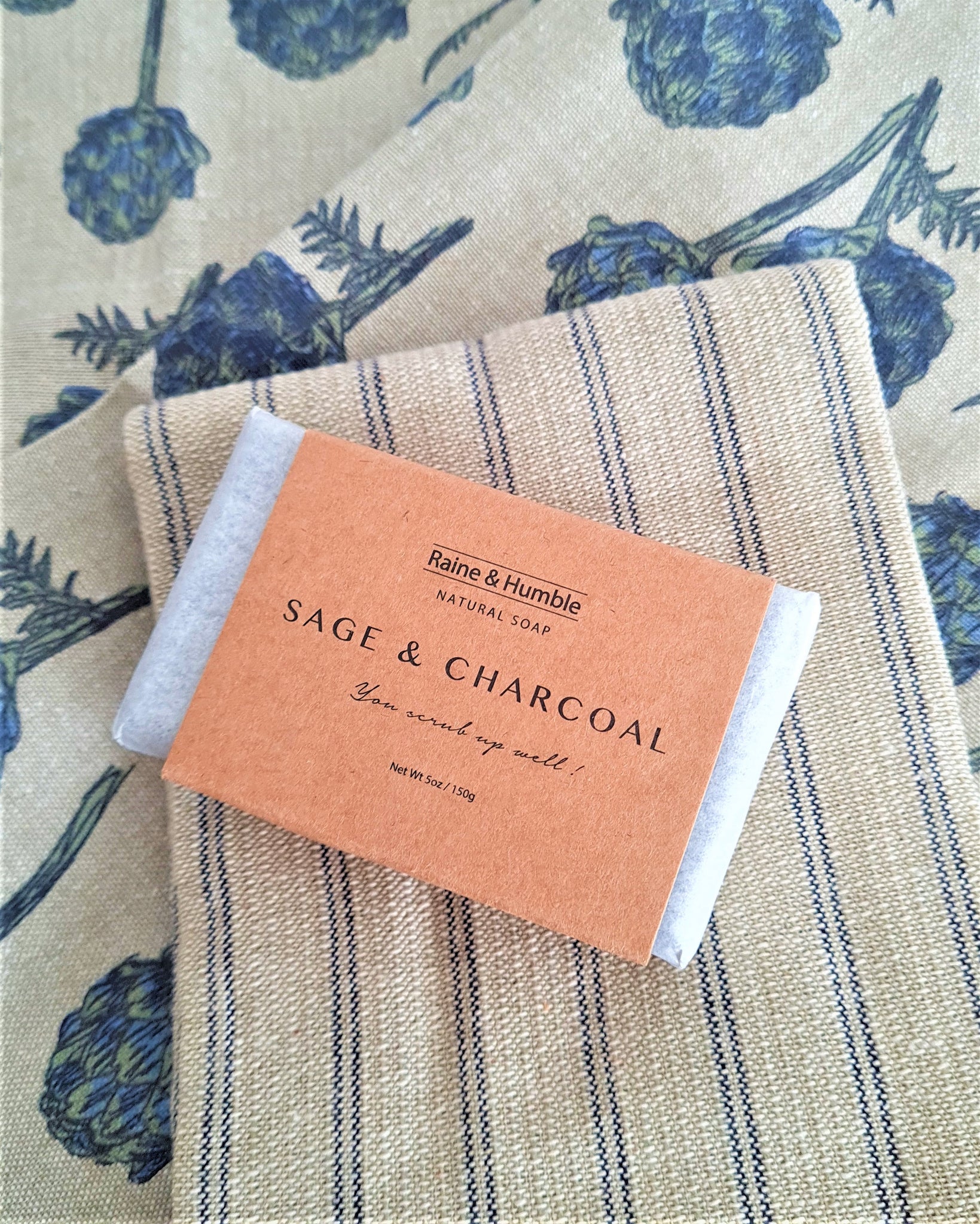 Artichoke Tea Towel Pack - Dark Slate with Soap