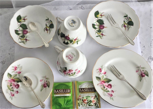 Duchess & Regency Cup, Saucer & Side Plate with teaspoons & cake forks