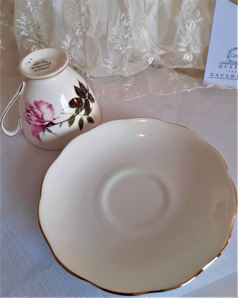 Queen Anne 'Showgirl' Cup & Roslyn Saucer with Sample Tea