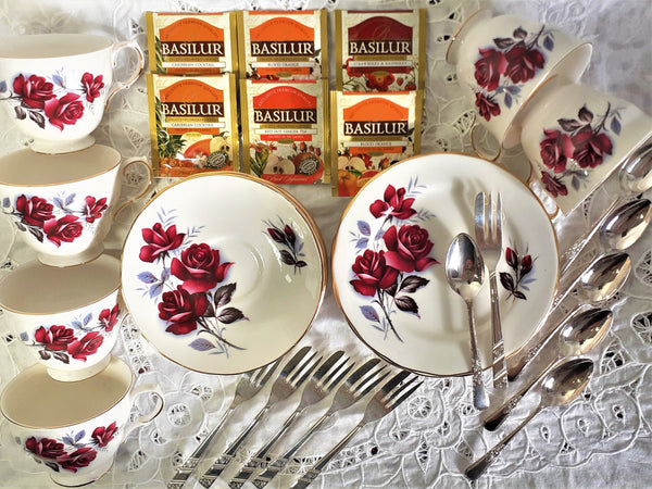 Queen Anne Setting with Matching Teaspoons & Matching Cake Forks - Includes Sample Tea