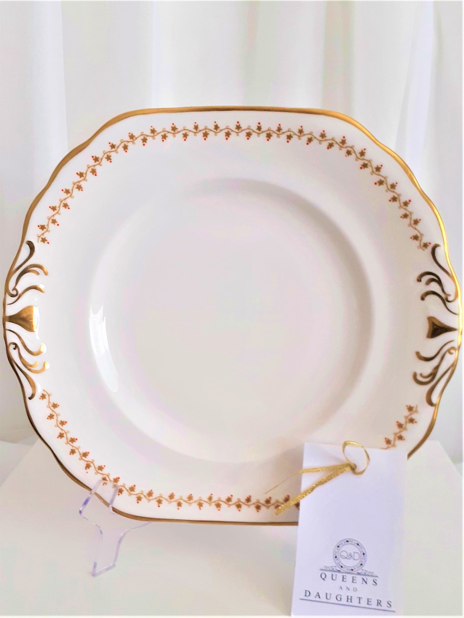 Royal Chelsea Gold Trimmed Cake Plate