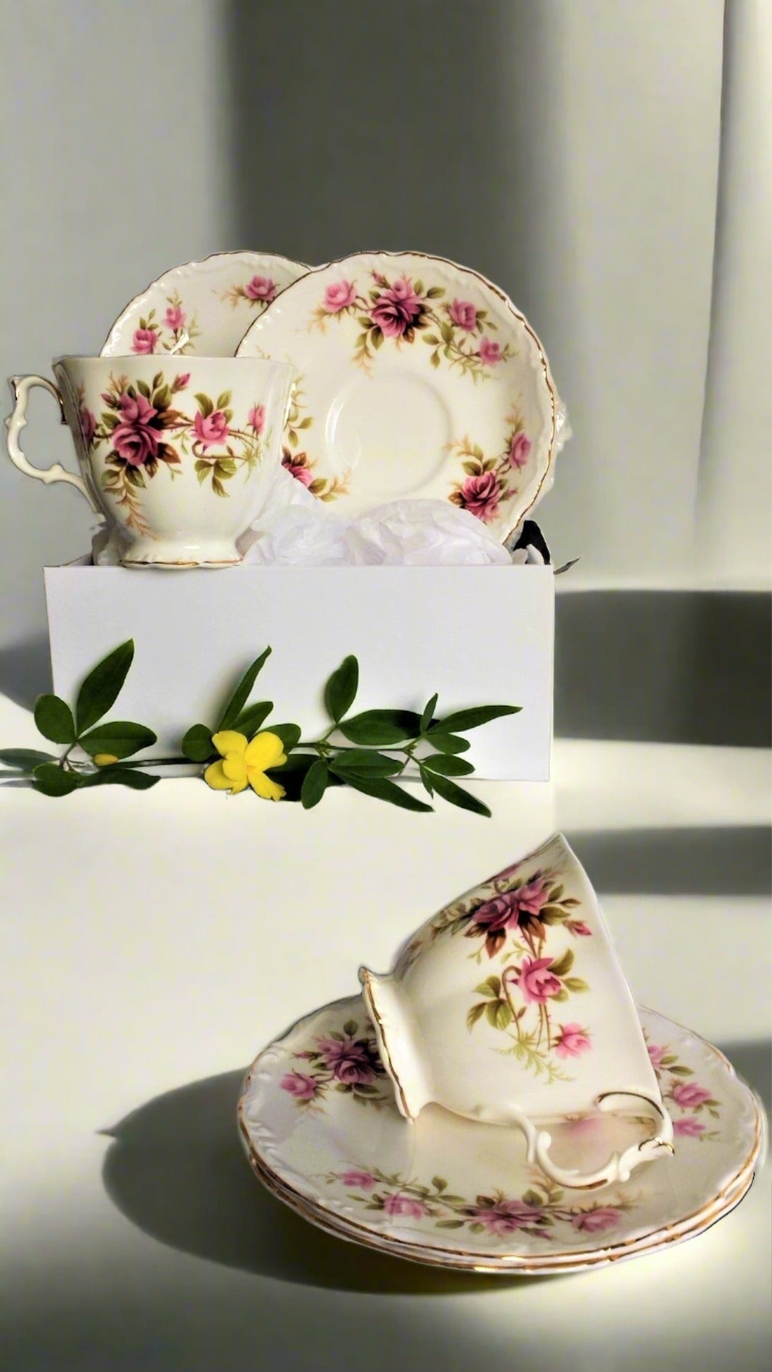 Royal Albert Cups, Saucers & Side Plates with assorted tea spoons & cake forks